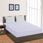 HomePuls Cearsaf de pat cu elastic Damasc Policoton dunga 1 cm, 150x250 cm pentru saltea 100x200 cm, Alb (400.10-alb)