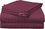 HomePuls Cearsaf de pat dublu king size Damasc Policoton dunga 1 cm, 230 x 260 cm, Rosu Visiniu (CPF.117-rosu-visiniu)