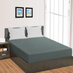 HomePuls Cearsaf de pat cu elastic Damasc Policoton dunga 1 cm, 150x250 cm pentru saltea 100x200 cm, Gri Inchis (400.10-gri-inchis)