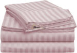 HomePuls Cearsaf de pat cu elastic Damasc Bumbac 100% dunga 1 cm, 150x250 cm pentru saltea 100x200 cm, Roz Pudra (400.102-roz-pudra)