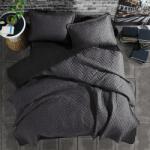 Clasy Cuvertura matlasata pat dublu, 240x260 cm si 2 Fete perne 50x70 cm, Clasy Negru MONZA (300.158-monza)