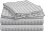 HomePuls Cearsaf de pat cu elastic Damasc Bumbac 100% dunga 1 cm, 150x250 cm pentru saltea 100x200 cm, Gri (400.102-gri)