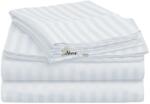HomePuls Cearșaf pătuț copii cu elastic Damasc Bumbac 100% dungă 1 cm, 110x170 cm pentru saltea 60x120 cm, Alb (500.201-alb)