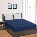 HomePuls Cearșaf pătuț copii cu elastic Damasc Policoton dungă 1 cm, 110x170 cm pentru saltea 60x120 cm, Albastru (500.202-albastru)