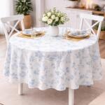 Ralex Pucioasa Față de masă rotundă 140 cm antimurdărire, Imprimeu floral Alb/Bleu (500.109-106546) Fata de masa
