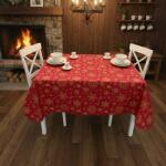 Ralex Pucioasa Față de Masă Rotundă Antimurdărire cu Motive Festive, 140 cm, Galben/Roșu (500.109-102290) Fata de masa