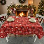 Ralex Pucioasa Față de Masă Dreptunghiulară Antimurdărire cu Motive Festive, 160x320 cm, Roșu Aprins (500.108-102344) Fata de masa