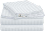 HomePuls Cearsaf de pat 1 persoana Damasc Bumbac 100% tip Hotel cu dunga 1 cm, 160x240 cm, Alb (CPF.118-alb)