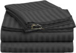 HomePuls Cearșaf pătuț copii cu elastic Damasc Bumbac 100% dungă 1 cm, 110x170 cm pentru saltea 60x120 cm, Negru (500.201-negru)