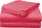HomePuls Cearsaf de pat dublu king size Damasc Policoton dunga 1 cm, 230 x 260 cm, Rosu Persan (CPF.117-rosu-persan)