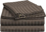 HomePuls Cearsaf de pat cu elastic Damasc Bumbac 100% dunga 1 cm, 150x250 cm pentru saltea 100x200 cm, Maro (400.102-maro)