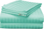 HomePuls Cearsaf de pat 2 persoane Damasc Policoton dunga 1 cm, 220 x 230 cm, Verde Jad (CPF.133-verde-jad)