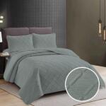 Ralex Pucioasa Cuvertura matlasata pat UNI 230x250 cm cu 2 fete perne 50x70 cm, model romb, Gri Warm Pucioasa (300.291-warm)