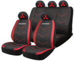 AutoHelix MSA Set Huse Scaune Universale HLX6 Compatibile cu Mitsubishi - Negru/Rosu (GROSUS10)