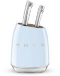 Smeg Комплект ножове със стойка smeg kbsf02pb, 7 части, Слотове от акациево дърво, Немска неръждаема стомана, Пастелно син (kbsf02pb)