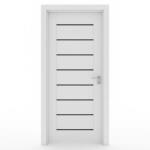 Novo Doors Usa Interior din MDF Novo Doors ND11 LUX PREMIUM, Cadru din Lemn Masiv, KIT COMPLET, Toc Reglabil de 10 CM INCLUS, Plinta pe Ambele Parti (Culoare: Alb mat, Dimensiune: 70 cm, Maner: Patrat argintiu c