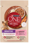 ONE Sensitive Mini/Small Hrană pentru câini adulți cu somon, orez și morcov în sos, 85 g
