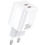 Awei PD65-EU hálózati töltő 2 Type-C aljzat (35W, GaN, PD gyorstöltő) FEHÉR (161126)