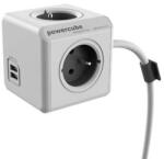 allocacoc Cablu de rețea prelungitor 230V, CEE7 (ștecher) - POWERCUBE, 1.5m, EXTENDED USB, gri, POWERCUBE, 4 prize, PD 20W A+C