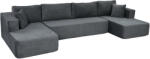 HOMCOM Canapea modulară în U 4 locuri, 2 meridiene, canapea 2 locuri, 6 perne, fără montaj, 369 x 152 x 78 cm, gri | Aosom Romania (83B-968V01GY) Canapea