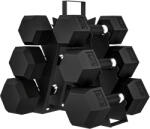 SPORTNOW Set de gantere 2x4kg 2x6kg 2x8kg cu suport, acoperire din cauciuc și mâner antiderapant pentru acasă și sală | Aosom Romania (A91-488V00BK)