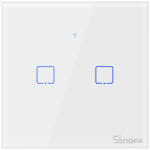 SONOFF intrerupator inteligent cu touch sonoff t2 eu tx, wireless + rf 433, 2 canale, compatibil ios/android, amazon alexa/google assis (6920075742015)