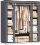 SONGMICS Wardrobe, Fabric Cupboard, 12 with Clothes Rail and Shelves, Sturdy Cupboard, for Bedroom, Dressing Room, 150 x 45 x 175 cm, Gray LSF03G