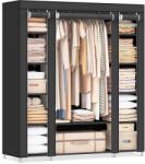 SONGMICS wardrobe, fabric cabinet, with clothes rail and shelves, fabric cover, for bedroom, dressing room, 150 x 45 x 175 cm, black LSF03H