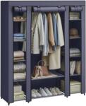 SONGMICS Wardrobe, fabric wardrobe, with non-woven fabric cover, folding wardrobe with clothes rail, 45 x 150 x 175 cm, 12 shelves, metal frame, wardrobe for bedroom, navy blue LSF003I02 - 0194343040943