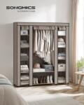 SONGMICS wardrobe, fabric wardrobe, with non-woven fabric cover, folding wardrobe with clothes rail, 45 x 150 x 175 cm, 12 shelves, metal frame, wardrobe for bedroom, taupe LSF003R02