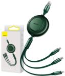 Baseus Cablu USB 3-in-1 Baseus Bright Mirror 2, micro USB / Lightning / USB-C, plat, 3.5A, 1.1m (verde)