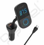 LDNIO bluetooth FM transmitter autós töltő 2 USB+Type-C aljzat (3A, 43W, PD gyorstöltő + microUSB kábel) FEKETE