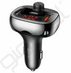 USAMS C25 bluetooth FM transmitter autós töltő 2 USB+Type-C aljzat (20W, PD gyorstöltő) FEKETE