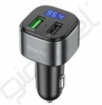 hoco. E67 bluetooth FM transmitter autós töltő 2 USB aljzat (18W, gyorstöltő 3.0, LED kijelző) FEKETE