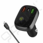 LDNIO bluetooth FM transmitter autós töltő 2 USB+Type-C aljzat (15W, PD gyorstöltő + Type-C kábel) FEKETE