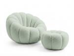  Fotoliu de design rotativ BLOOM cu taburet, verde deschis