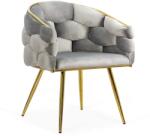 Chairs ON Scaune living din catifea, picioare aurii reglabile BUC 251 Gri deschis