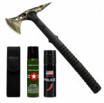 Depox Set secure supravieturire, spray autoaparare si spray chili DEPOX®, otel inoxidabil, 40 cm/110 ml/60 ml, teaca inclusa (1844)