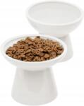  Magasított Tál Macskáknak 5CM Hányásgátló Kerámia Szett 2DB Fehér (2x MISKA CERAMICZNA PODYWŻSZONA)