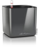 Lechuza CUBE Premium Charcoal Highgloss műanyag növénytartó 16 cm