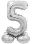 GoDan Ezüst 5-ös Silver szám fólia lufi talppal 72 cm MLG145908 (MLG145908)