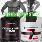 7Nutrition STRENGHT GAINZ STACK - Izomépítő Csomag - CREATINE + HMB + TMG - Fokozott Erő, Állóképesség, Regeneráció - 570g - 7Nutrition