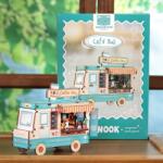 Cartartem Puzzle 3D, Mini cotor de carte Café Bus, Cartartem, Lemn