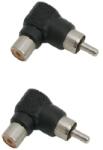 MNC Set 2 adaptoare RCA tata 90 grade la RCA mama plastic negru M`N`C 05733-2 (05733-2)