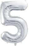 Party Deco Фолиев Балон Цифра, Сребро - 86см - 5 (fb1m-5-018)