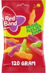 Vörös sáv Red Band savanyú rágós cukorkák gyümölcs ízekkel, üveg alakban 120 g (25017)