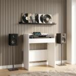 vidaXL DJ маса Бяло 102 x 45 x 102 см Инженерна дървесина (8006740)