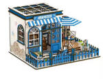 Xinyue Crafts Santorini napfényes kávézó DIY miniatűr ház