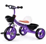  Tricicleta pentru copii 2 ani+, Cos fata-spate, Sa cu spatar, Lumini si muzica, Mov-Negru (TOYS-911-Trici-M)
