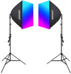 Neewer NK800 készlet két softbox + izzók RGB 24W 2700-6500K + állványok + pajzsok (B0CF55TW5J)